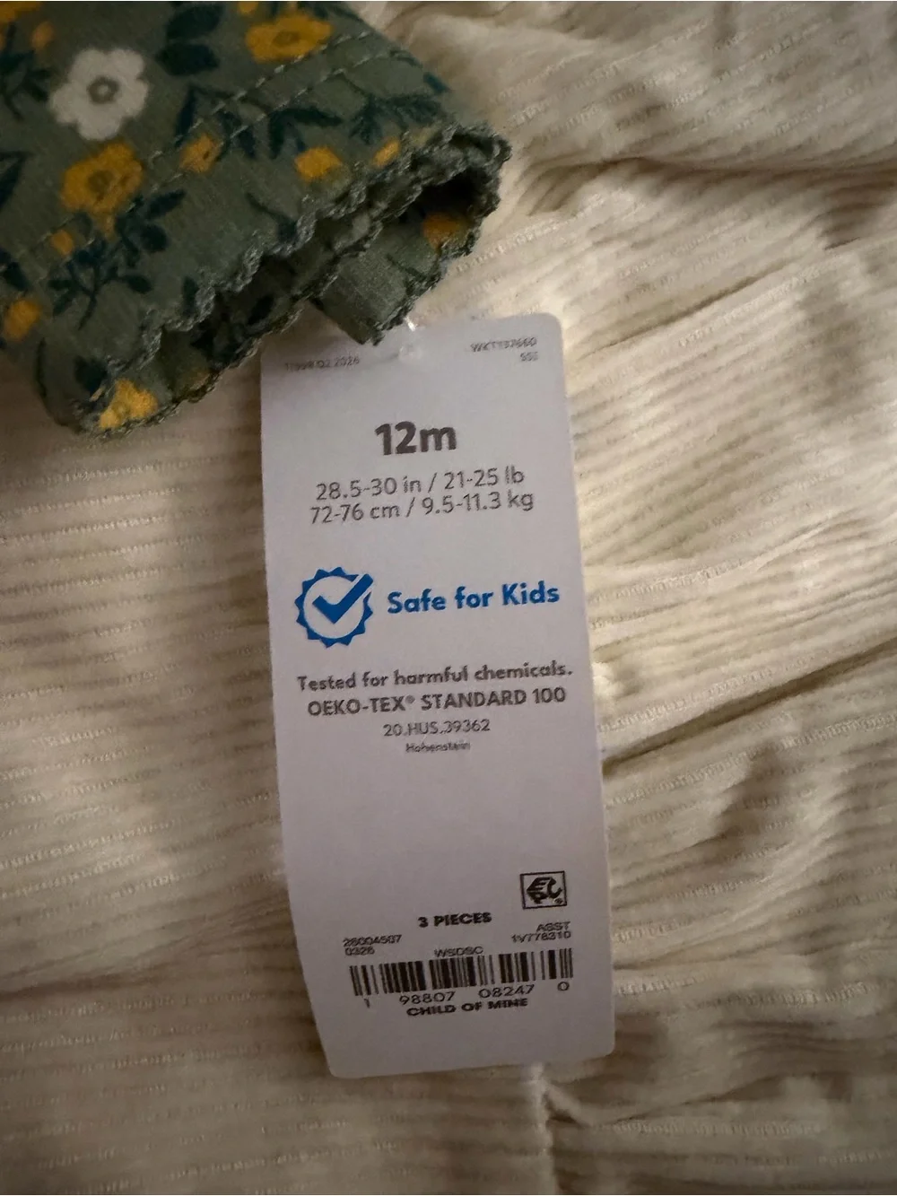 Carter's Cream Overall Dress with Button Straps